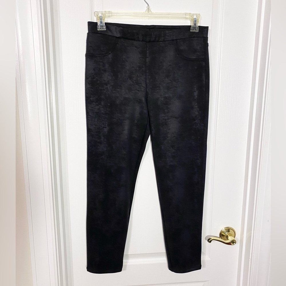 Karen Kane Leggings Mottled Black & Metallic Pewter Size Medium